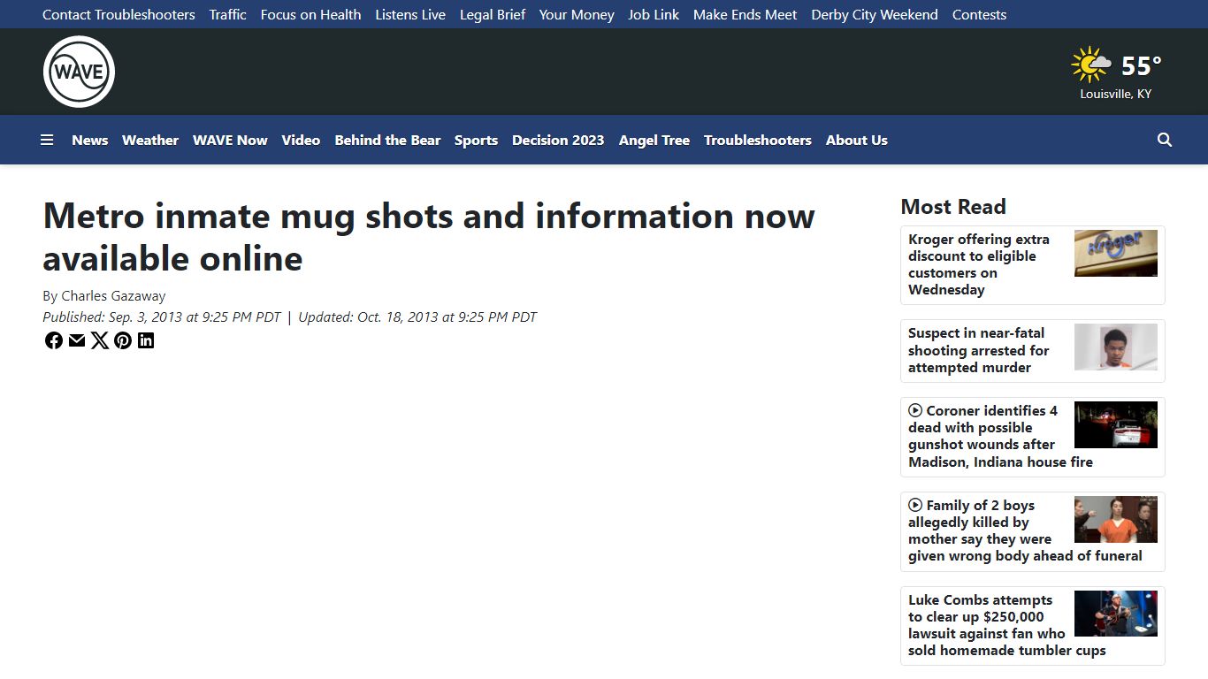 Metro inmate mug shots and information now available online - WAVE 3 News